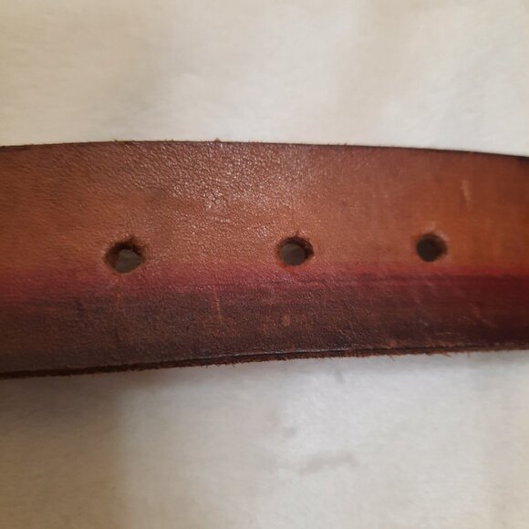 Vintage 70s 80s Tooled Leather Belt BO Jeans Big Buckle Brown Mens M Womens L - Picture 10 of 14